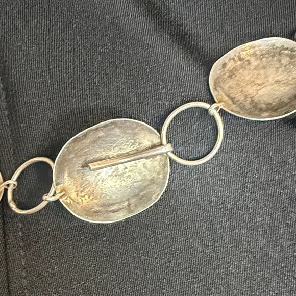 Vintage Sterling Silver Coral Stone Concho Belt . - Picture 8 of 13